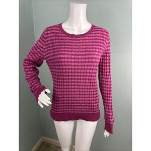 Talbots Women's Pink Striped Cable Knit Pullover Sweater Sz Medium